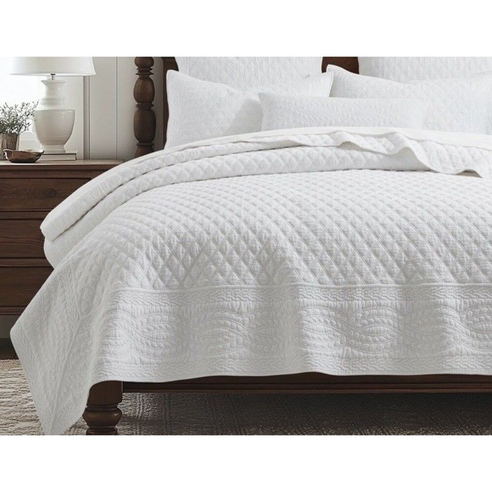 Levtex Home 3PC King Ballou White Cotton Quilt Set